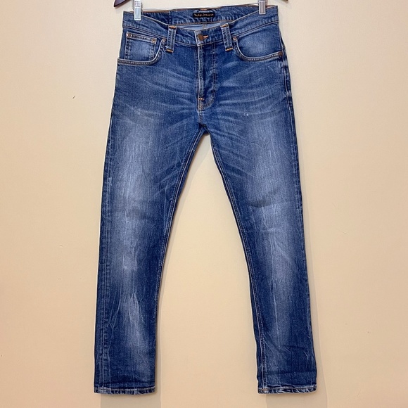 Nudie Thin Finn Slim Org. Midnight Worn Jeans - Men's Size 31 X 32 - Blue